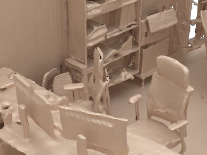 Seen2Scene: Completing Realistic 3D Scenes with Visibility-Guided Flow